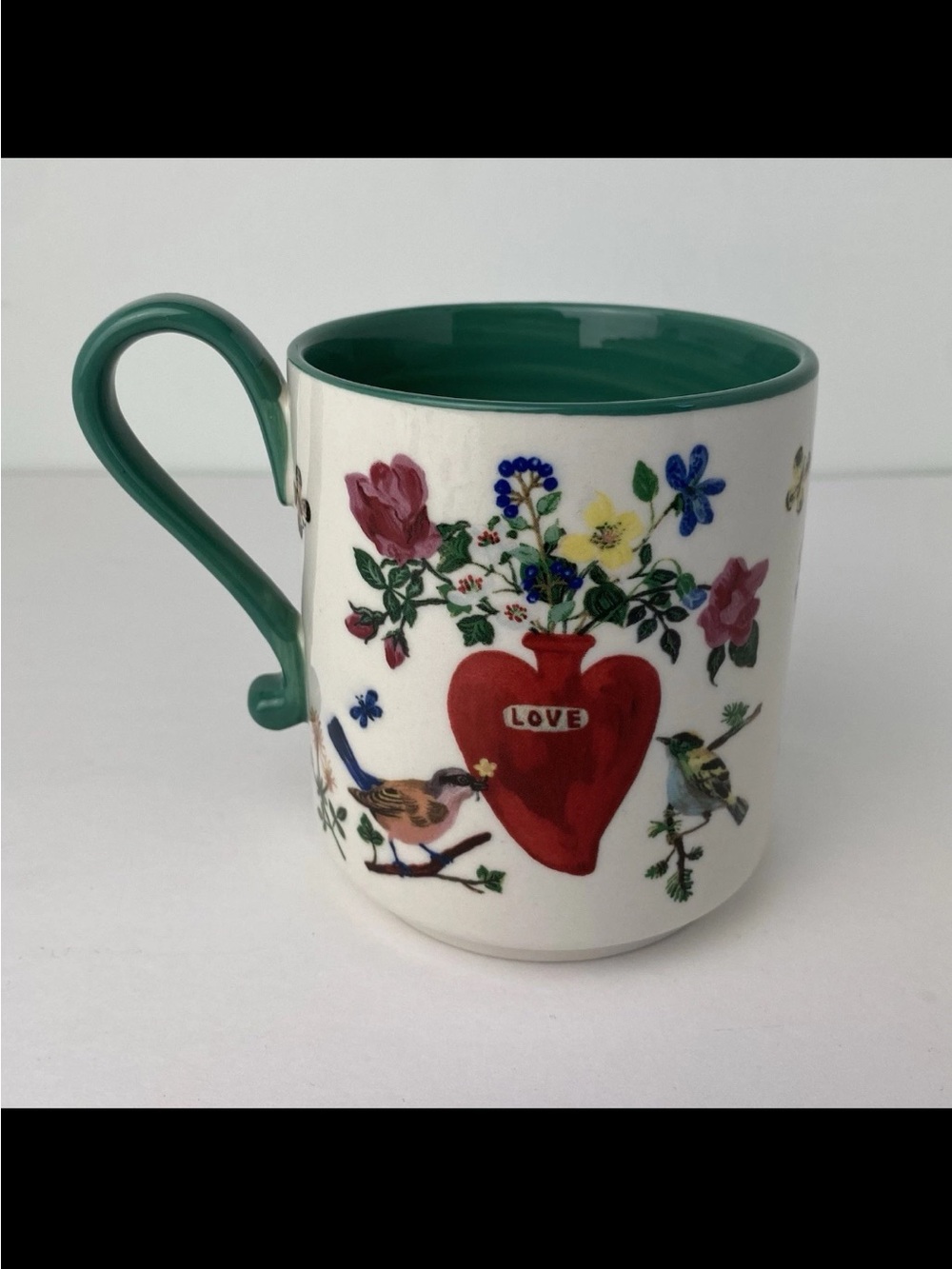 Anthropologie Nathalie Lete Lété Heritage Coffee Mug Bird Birds Love Floral Cup